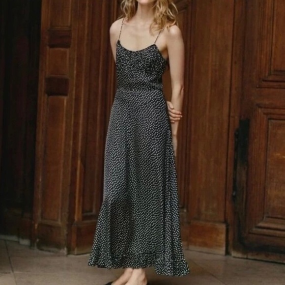 Doen Silk Blend Midi Dress in Polka Dot, Size M - Picture 2 of 13
